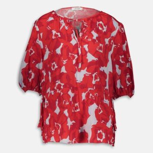 Red Floral Print Blouse