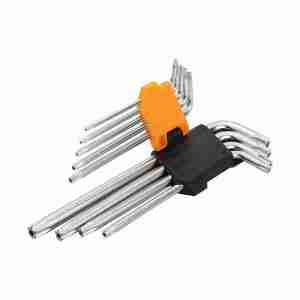9cs long arm tore hex key set