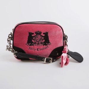 Juicy Couture Candy Pink & Black Velour Cross Body