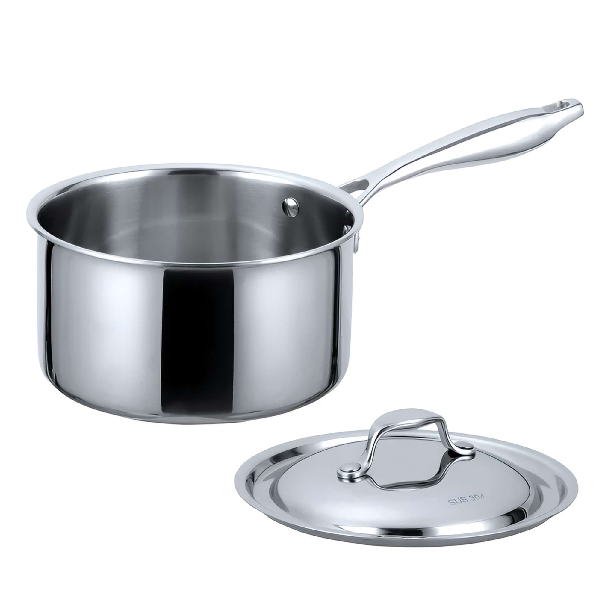 Anygleam Silver 304 Stainless Steel Saucepan