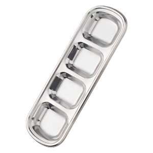 Anygleam Silver Stainless Steel 4-Grid Sauce Dish