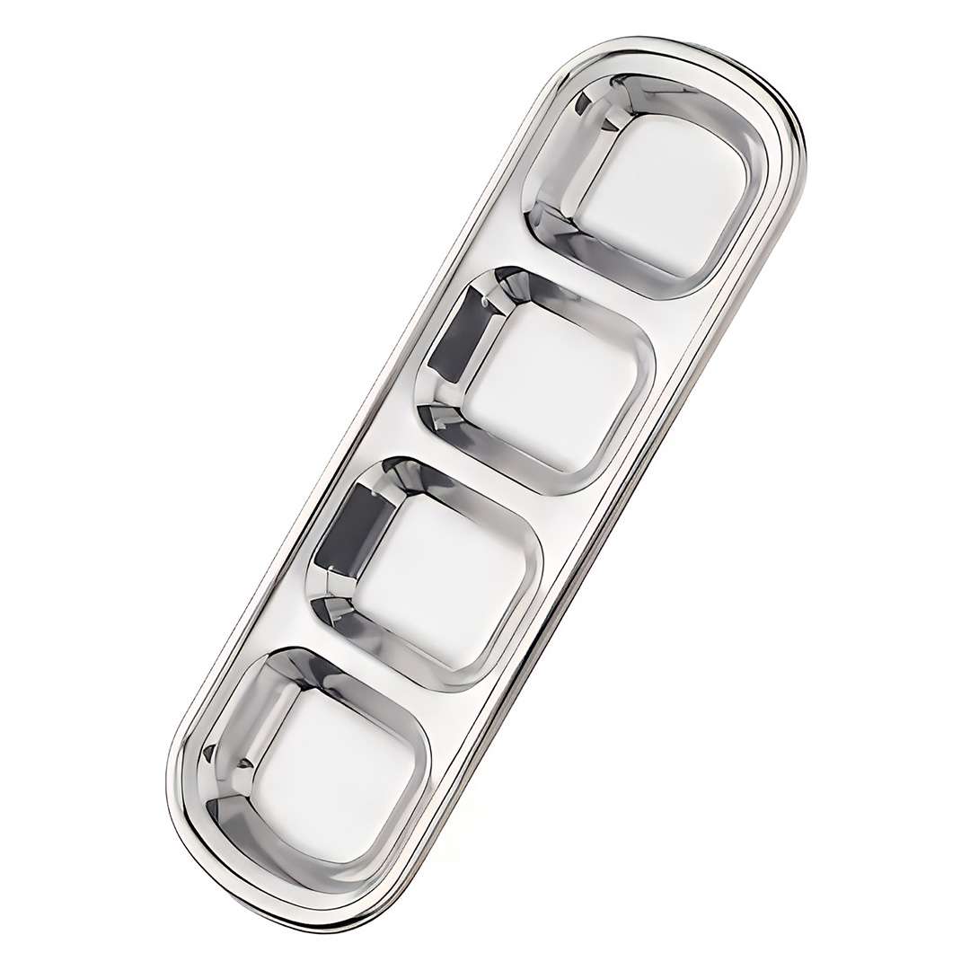 Anygleam Silver Stainless Steel 4-Grid Sauce Dish