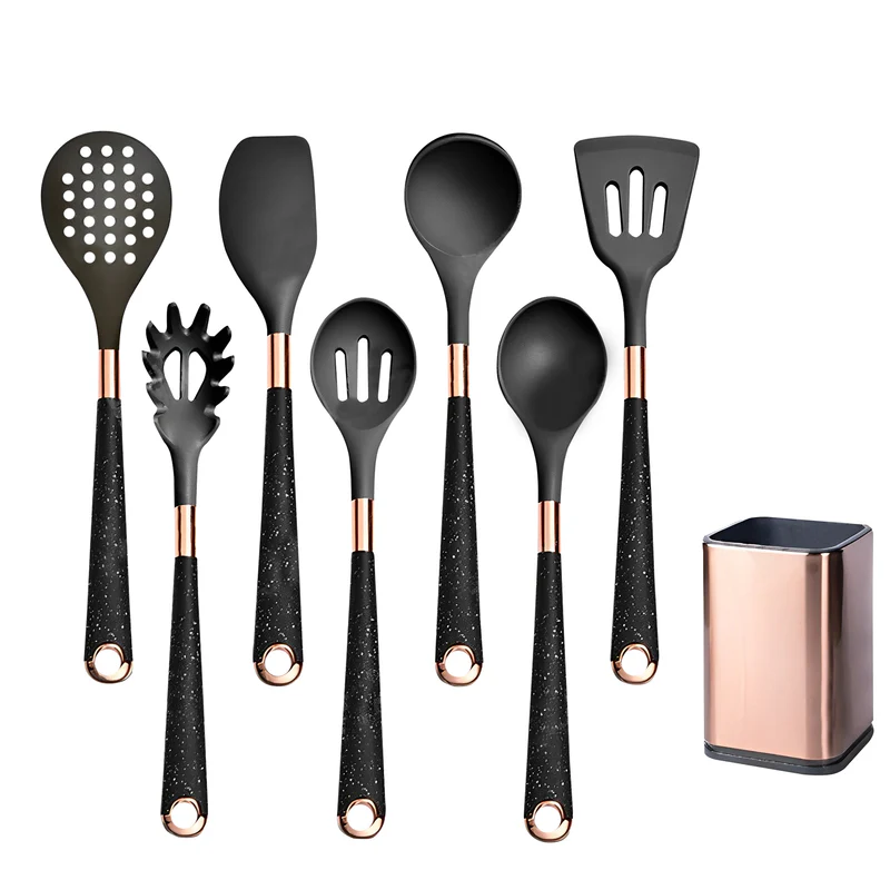 Anygleam Utensils Set 7pcs Black with Storage Box