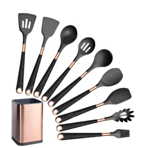 Anygleam Utensils Set 9 pcs Black with Storage Box