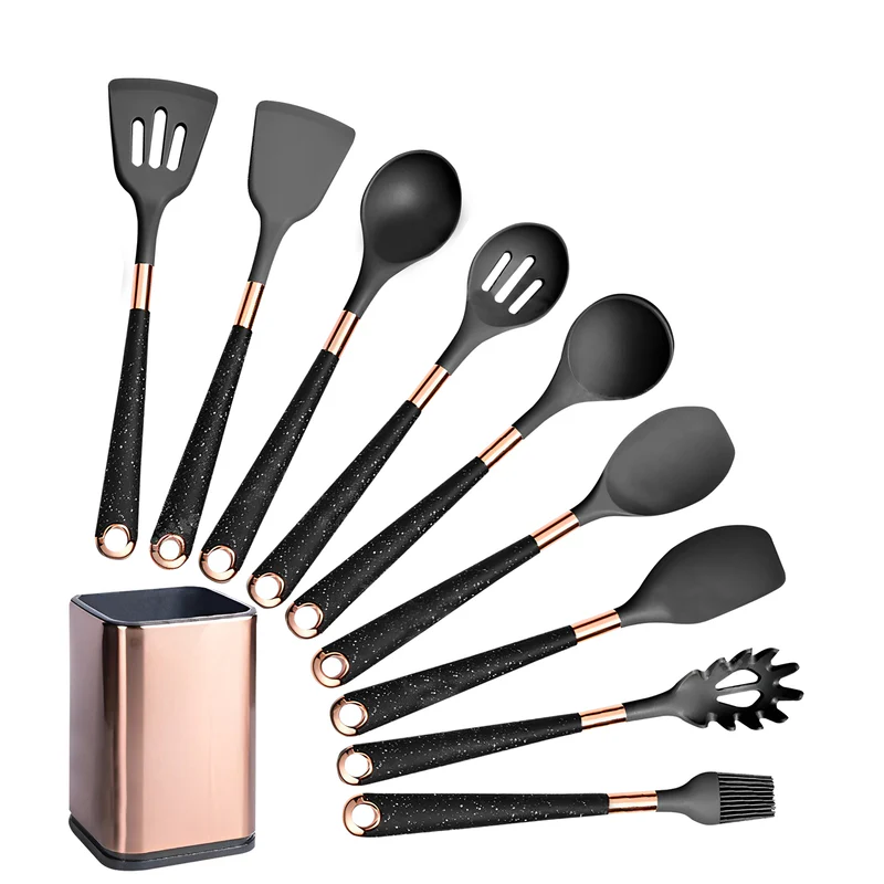 Anygleam Utensils Set 9 pcs Black with Storage Box