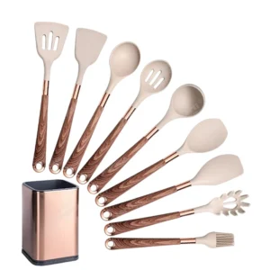 Anygleam Utensils Set 9pcs Brown with Storage Box
