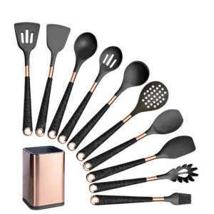 Anygleam Utensils Set 10pcs Black with Storage Box