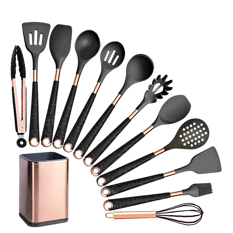 Anygleam Utensils Set 12pcs Black with Storage Box
