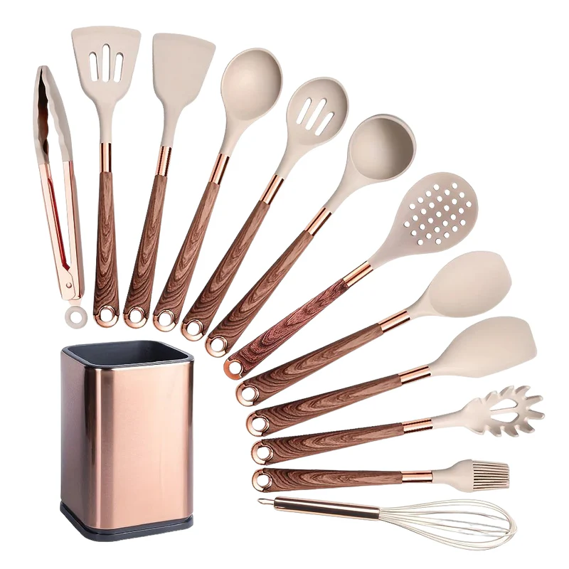 Anygleam Utensils Set 12pcs Brown with Storage Box