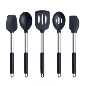 Anygleam Kitchen Utensils Set 5pcs Black/ Silver