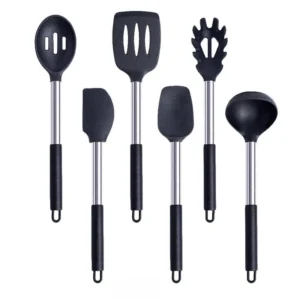 Anygleam Kitchen Utensils Set 6pcs Black/ Silver