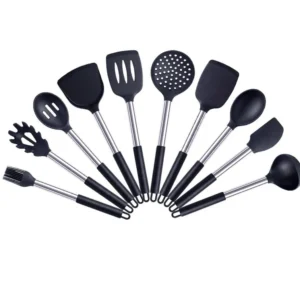Anygleam Kitchen Utensils Set 10pcs Black/ Silver