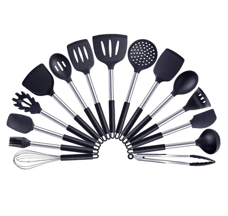 Anygleam Kitchen Utensils Set 15pcs Black/ Silver