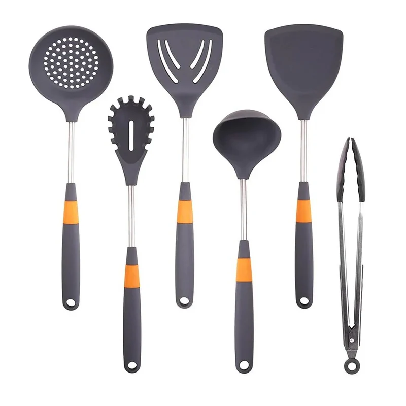 Anygleam Utensil Set 5pcs Spatula Grey with 1 Tong