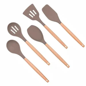 Anygleam Utensils Set 5pcs Khaki Wooden Handle