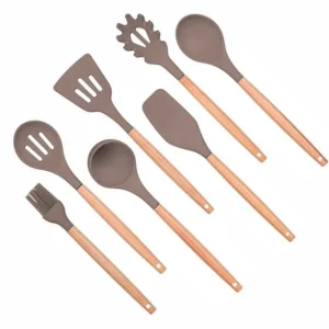 Anygleam Utensils Set 7pcs Khaki Wooden Handle