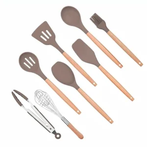 Anygleam Utensils Set 7pcs Wooden Handle w/ 1 Tong