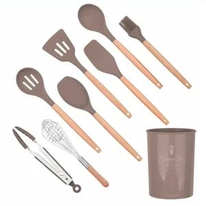 Anygleam Utensils Set 8pcs Wooden Handle w/Storage