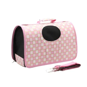 Anypet Medium Pet Carrier Checkered Pink Sling Bag