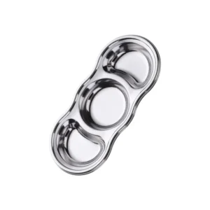 Anygleam Silver Stainless Steel 3-Grid Sauce Dish