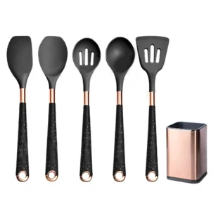 Anygleam Utensils Set 5pcs Black with Storage Box