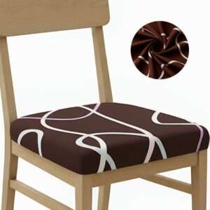 Anyseat Dark Brown White Wave Print Chair Cover