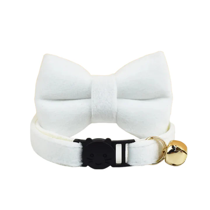 Anypet Stylish Large Pure White Bow Cat Collar