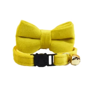 Anypet Stylish Large Mustard Yellow Bow Cat Collar