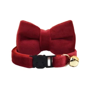 Anypet Stylish Small Burgundy Bow Cat Collar