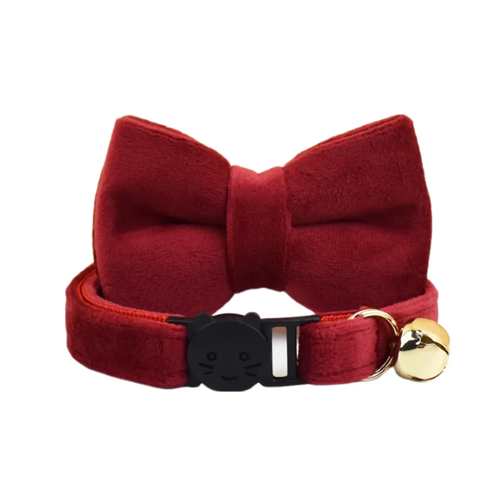 Anypet Stylish Large Burgundy Bow Cat Collar