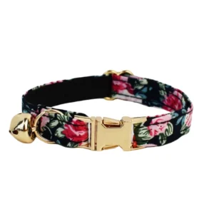 Anypet Stylish Large Floral Black Cat Collar