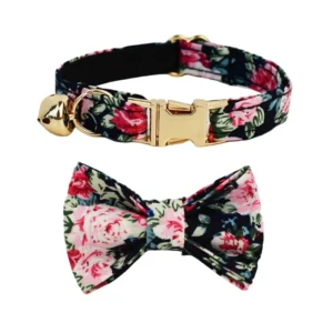 Anypet Stylish Small Floral Black Bow Cat Collar