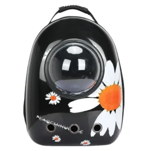 Anypet Black Daisy Print Space Capsule Pet Carrier