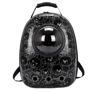 Anypet Black Bears Print Space Capsule Pet Carrier