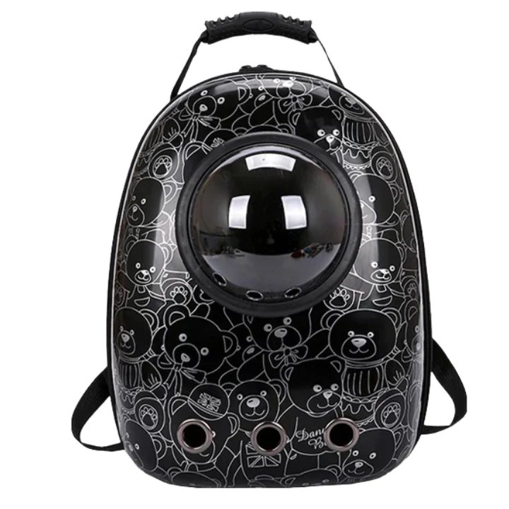 Anypet Black Bears Print Space Capsule Pet Carrier