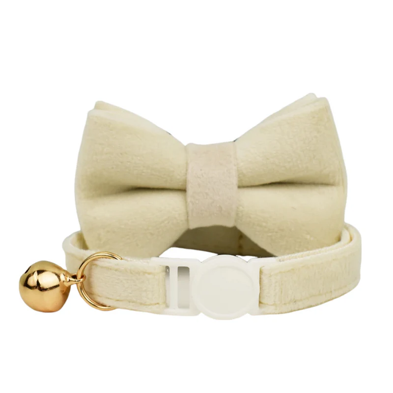 Anypet Stylish Large Off White Bow Cat Collar