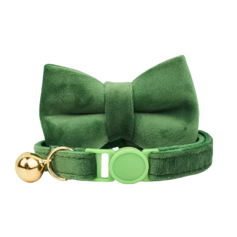 Anypet Stylish Small Dark Green Bow Cat Collar